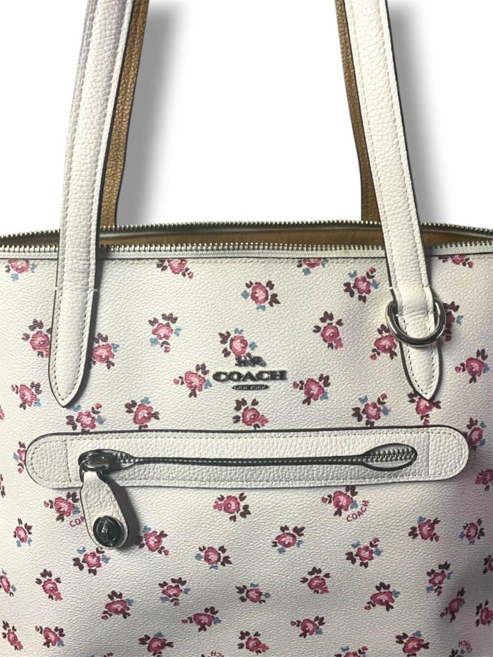 COACH -Taylor Tote With Floral Bloom Print Zip Tote Bag 27165 Chalk Multi - Picture 5 of 6